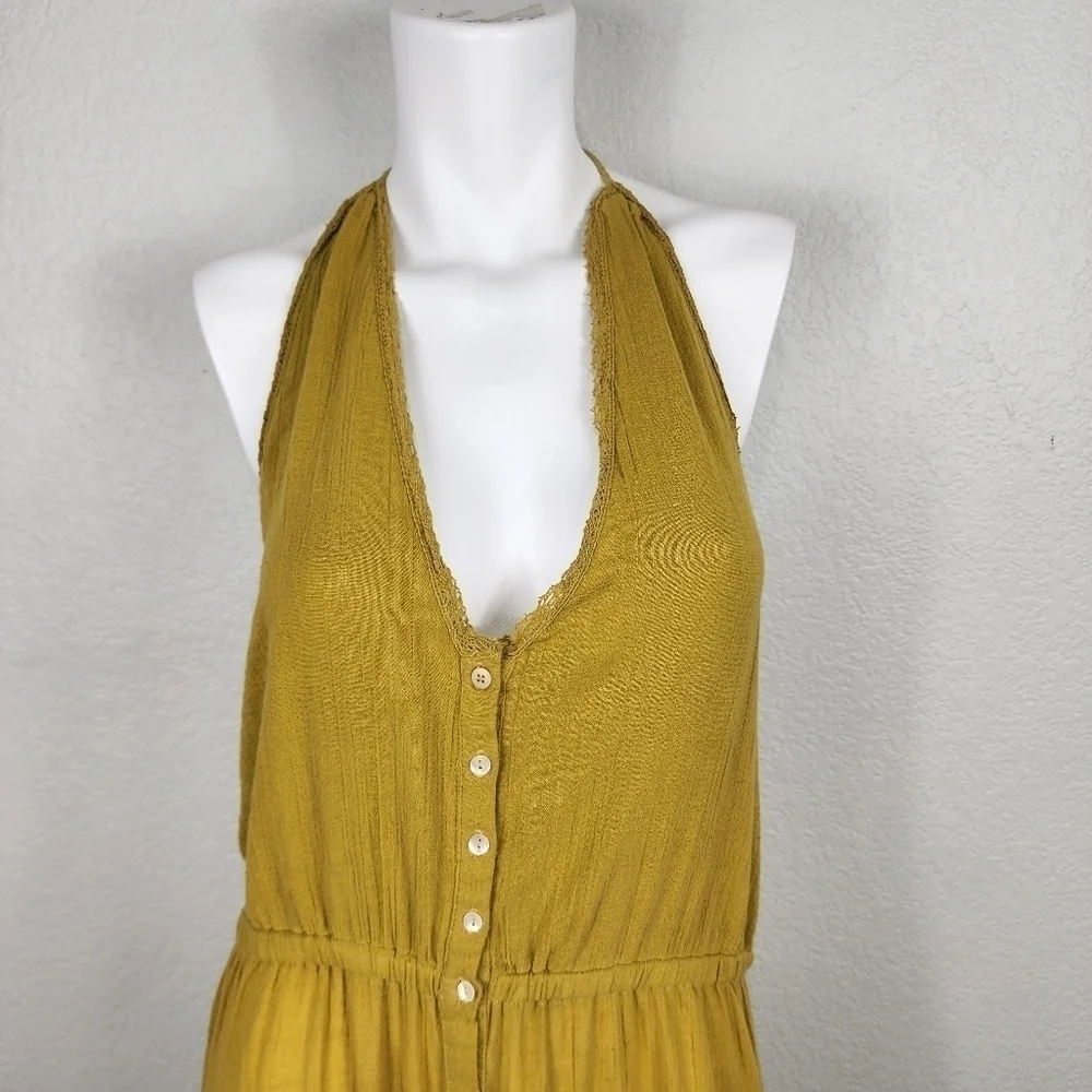 Free People Gauze Gold Boho Jumpsuit Size XS - Picture 12 of 16